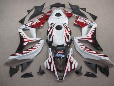 Blanc Rouge Flamme Requin Carénage Honda CBR 600 RR 07-08