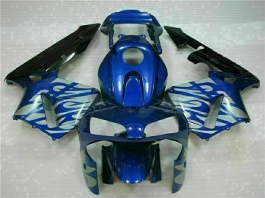 Bleu avec Argent Flamme Carénage Honda CBR 600 RR 03-04