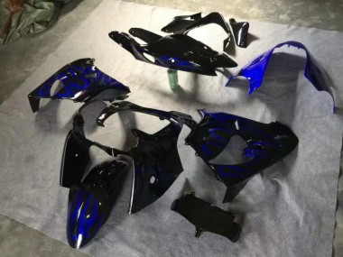 Noir Brillant Bleu Flamme Carénage Kawasaki ZX9R 00-01