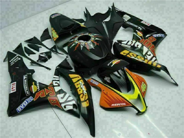 Noir Jaune Repsol 46 Carénage Honda CBR 600 RR 07-08