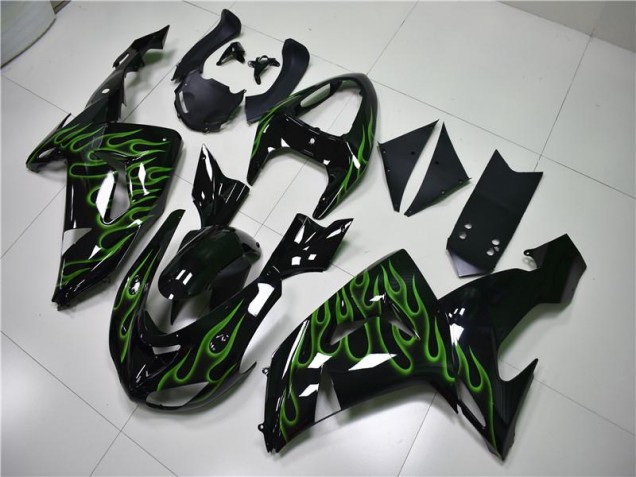 Noir Vert Flamme Carénage Kawasaki ZX10R 06-07