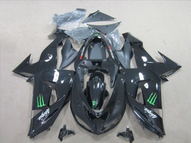 Noir Vert Monster Ninja Carénage Kawasaki ZX10R 06-07